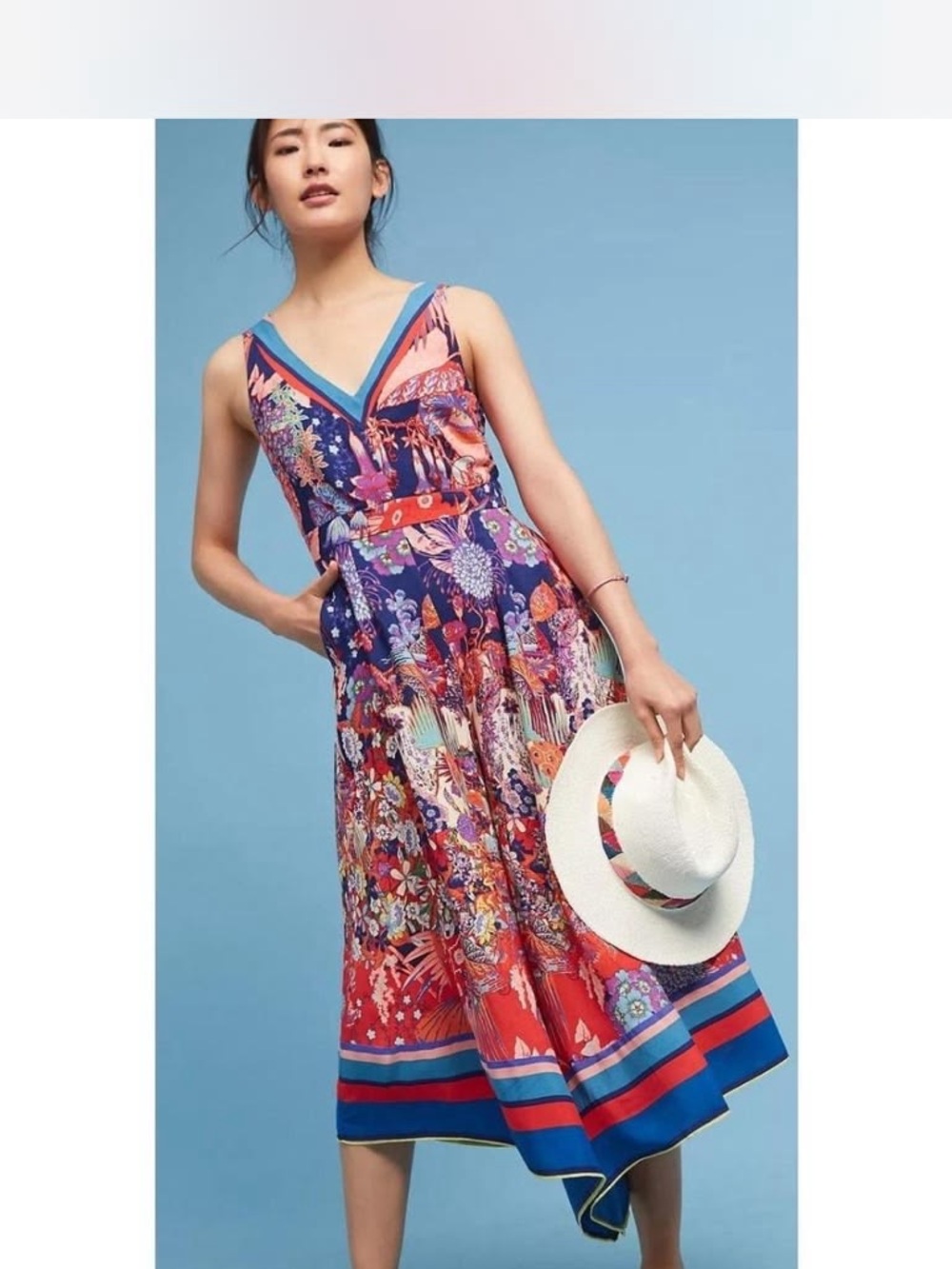 Anthropologie Iris Multicolor Floral V-Neck Jumpsuit